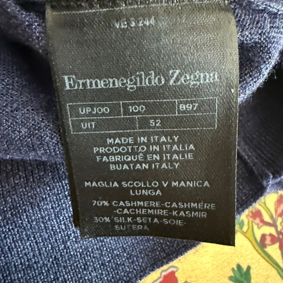 Ermenegildo Zegna Cashseta V Neck Sweater Men Deep Blue, 52, Cashmere Silk $1390 - Picture 5 of 10